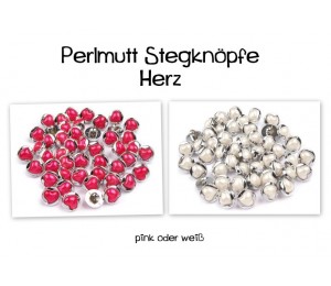 Stegknöpfe Herzchen - weiß oder pink